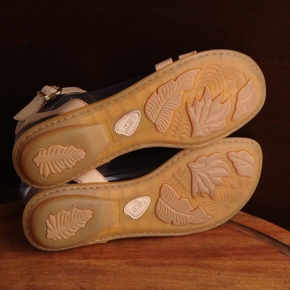 Born Sandals Womens SZ 9M Beige Mai Easy Leather Ankle Strap Comfort Flat Shoes - Picture 11 of 16